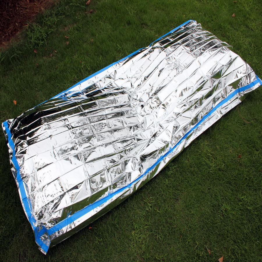 Silver Thermal Emergency Sleeping Bag with Foil Coating - Outdoors & Camping Essentials