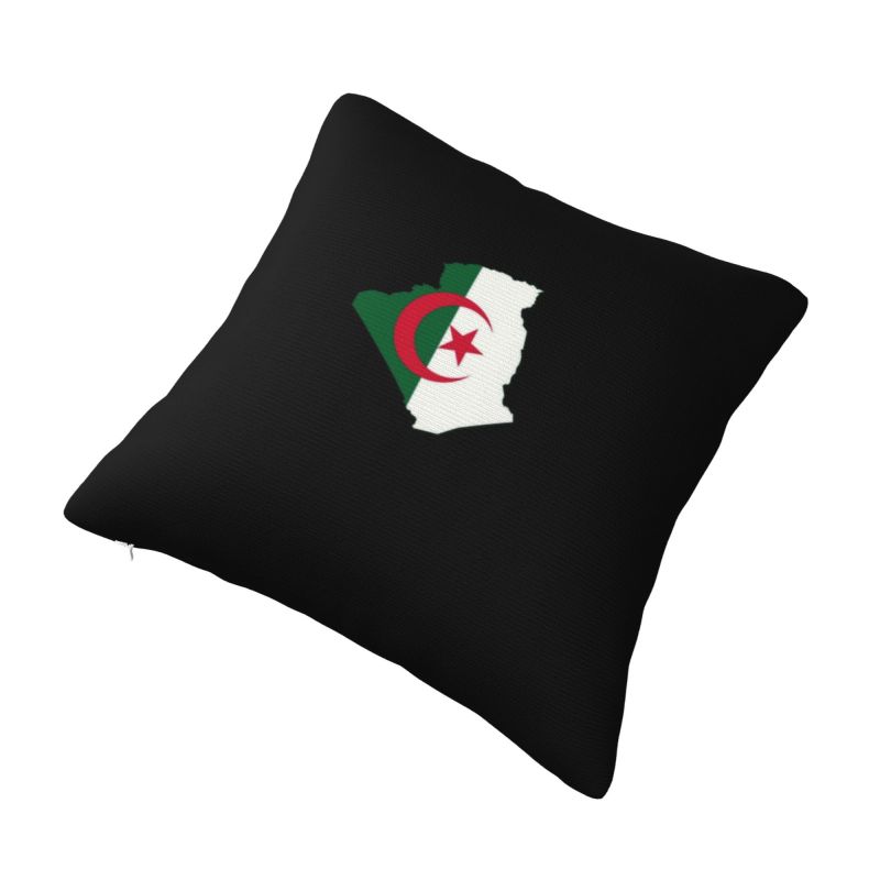Custom Nordic Style Algeria Map Flag 2222 Cushion Covers 40X40Cm Velvet Throw Pillow Case For Car Square Pillowcase