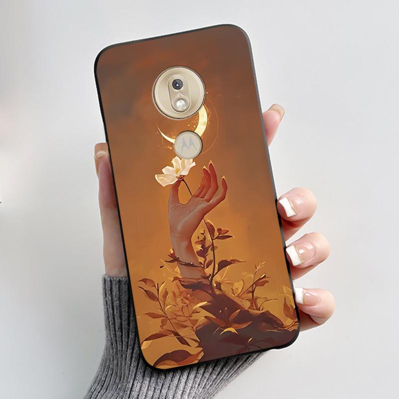 

Shockproof Phone Case For Motorola Moto G7 Play Silicone Jelly Black Case Viral Butterfly Rose Printed Floral Protective Cover Moto G7 Play