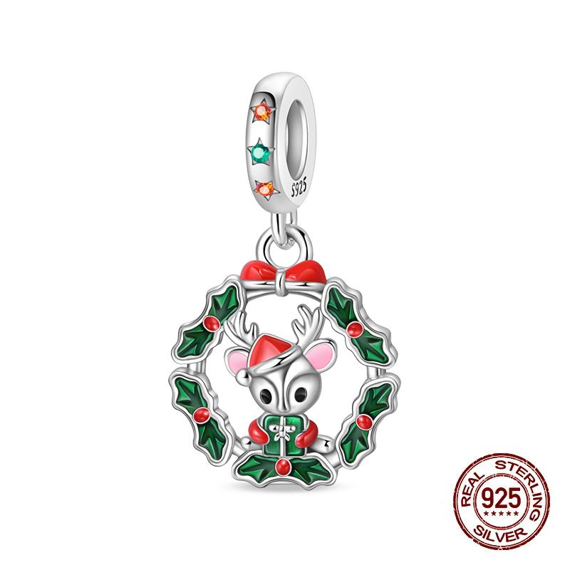 Winter Charms Copper Elk Bear Santa Claus Charms Beads Fit Original Bracelets For Women Diy Festival Jewelry Gifts