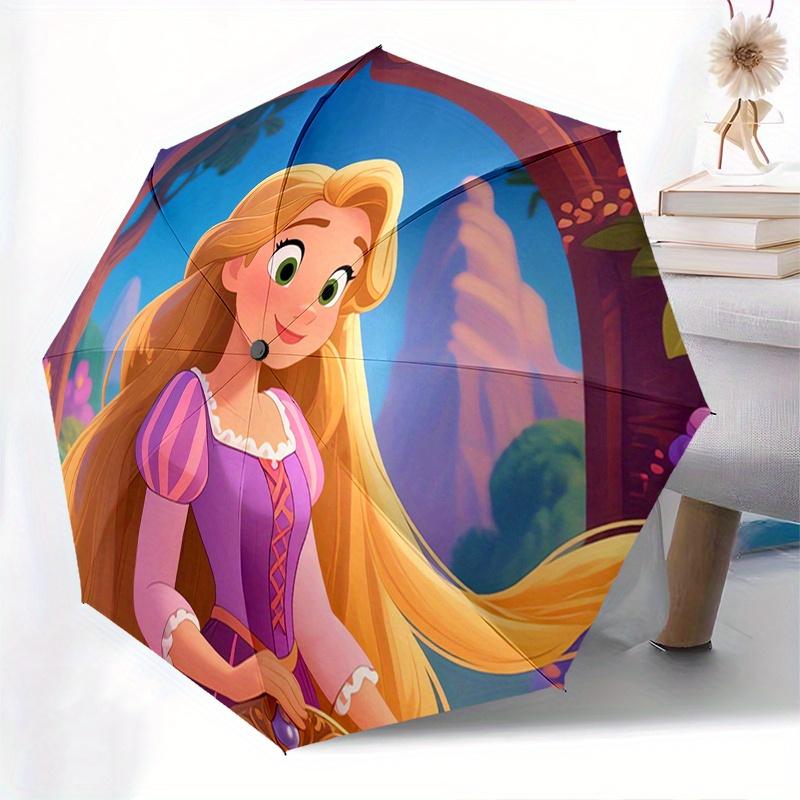 Prinzessin, Fantasy Automatisches Öffnungs- und Schließschirm, Kompakter Reiseschirm, Leicht und Tragbar, Geeignet für Strand Pendeln Bu