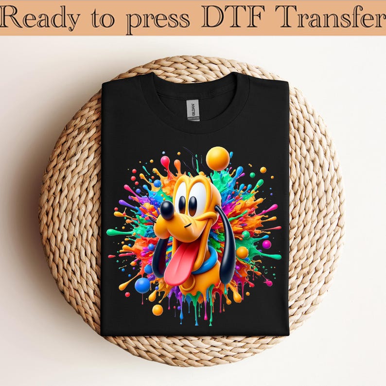 Disney Mickey and Friends Pluto Big Face Dtf, Pluto Dog Dtf, Disneyland Family Matching Dtf, Disney Vacation Dtf, WDW Trip Dtf,Dtf transfer 130