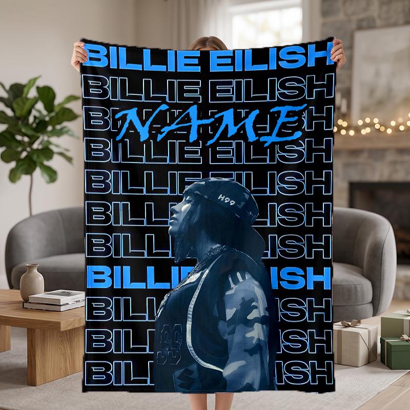 Billie Eilish Benutzerdefinierte Flanelldecken Weiche Warme Gemütliche Überwürfe für Heimdekoration Feiertagsgeschenke