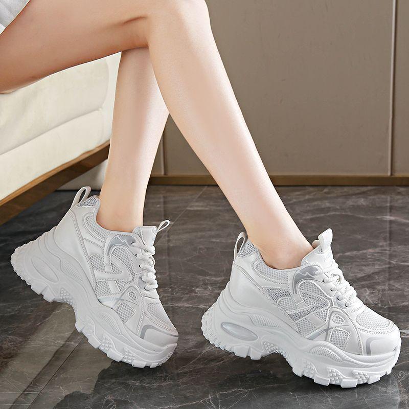 Small thick-soled dad shoes 22 new breathable mesh casual inner height-increasing sports shoes show small feet