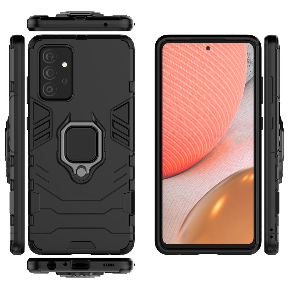 Galaxy A72 4G Hybrid Armor Case with Magnetic Stand - Black