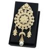 Elegant Gold Color Round Flower Brooch Ladies Jewelry Crystal Moon Pendant Brooch
