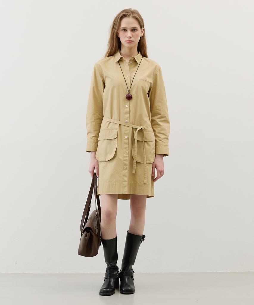 City Breeze Utility Belted Dress_Beige