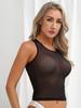 Womens See-Through Cami Crop Top Sheer Mesh Short Sleeve T-Shirt Gauze Tees Top Blouse