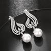 Source Angel Wings Imitation Pearl Earrings, Diamond Flower Zircon Earrings, Dinner Court Earrings