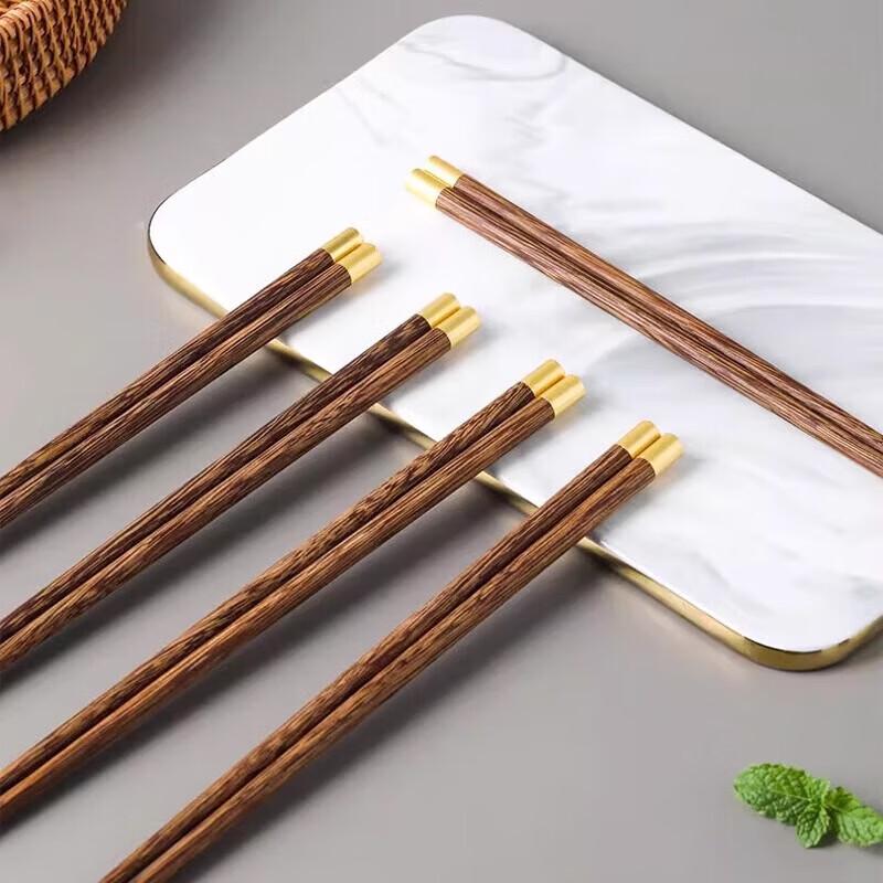 Shangheng Wenge Wood & Metal Chopsticks Set