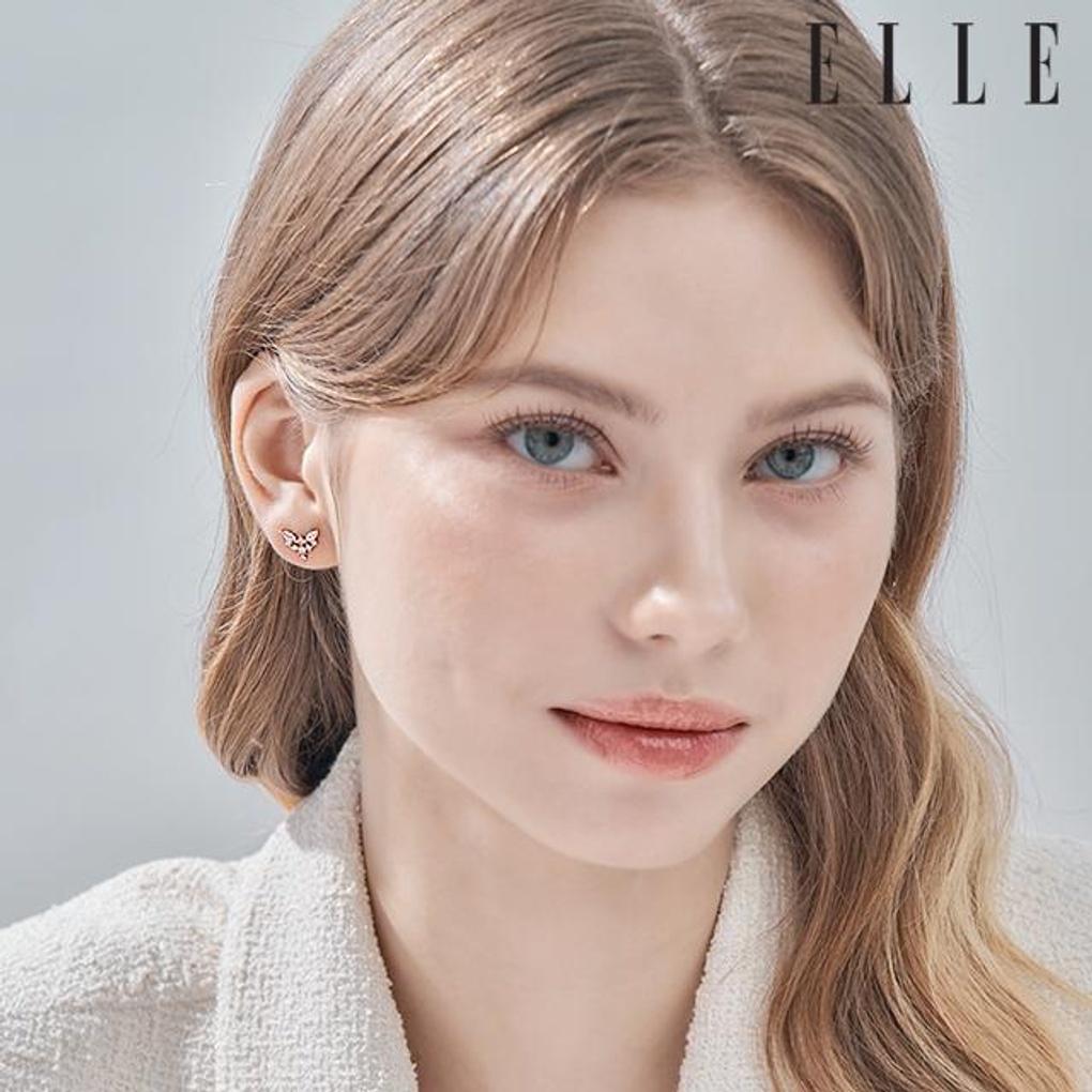 [ELLE Schmuck] 14K GF Einfache Wassertropfenstein-Zwei-Stift-Ohrringe ELGPEE527