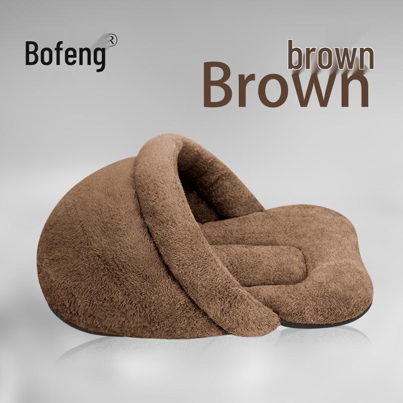 Plush Sleeping Bag Cat & Small Dog Bed, Semi-Closed Slipper Style, Cozy & Warm for All Seasons