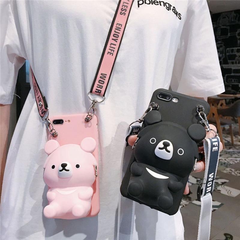 Buy Cute Bear Coin Purse Tpu Phone Case For Iphone 11 Pro Max 6 7 8 ...