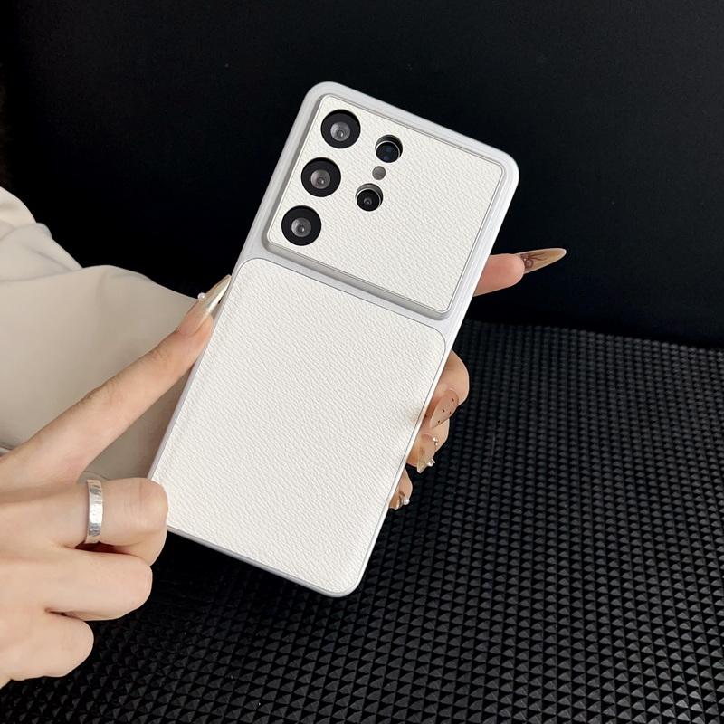 S26 Ultra Case Luxury Leather Skin Hybrid PC Bumper Matte Anti-skid Back Cover For Samsung Galaxy S26 Ultra S25 FE S24 Plus