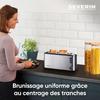 Grille-pain automatique compact - SEVERIN - AT 2515 - Toaster compact 1 fente, Réglage brunissage, Fonction décongélation, inox/noir