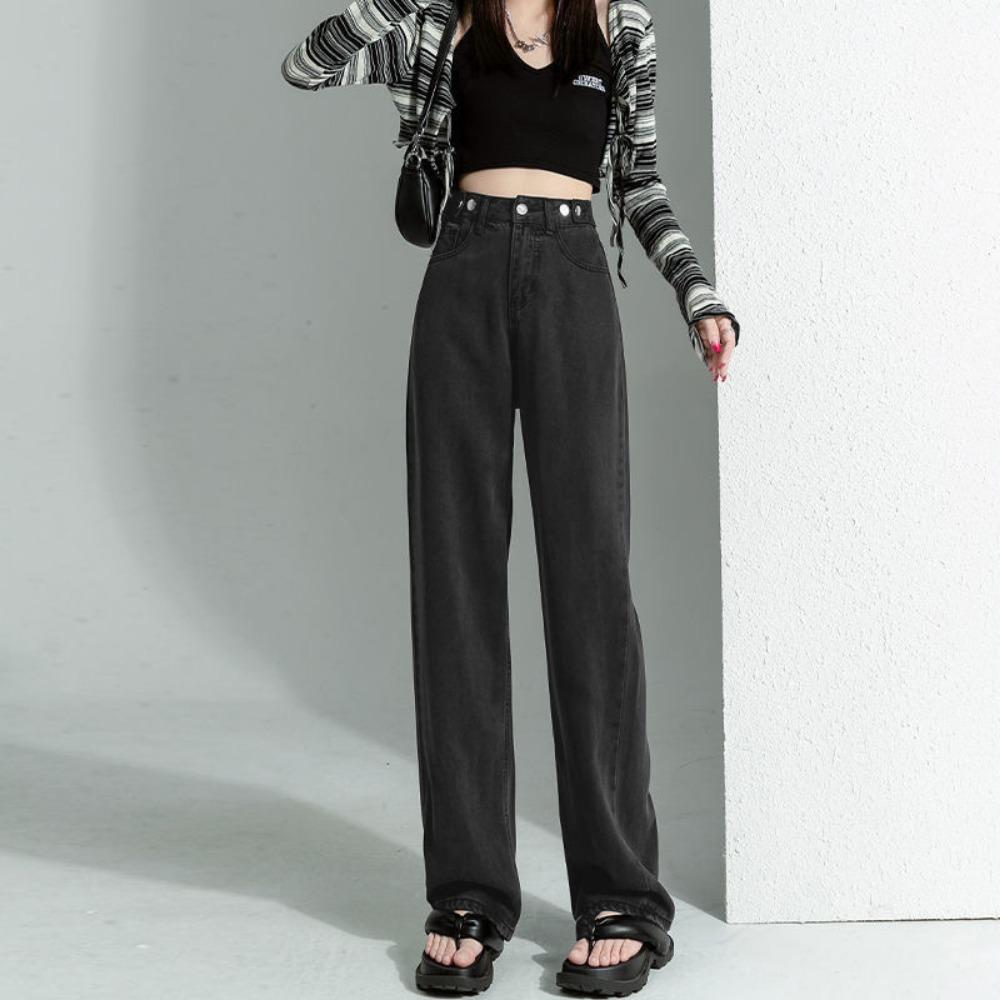 

Персонализированные регулируемые джинсы с широкими штанинами женские весенне-осенние новые свободные и тонкие универсальные прямые драпирующиеся брюки в пол 2XL