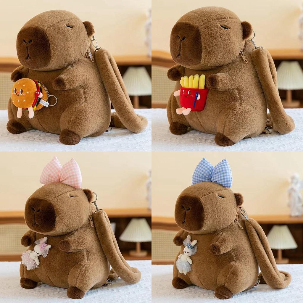 Designs Capybara Backpack Large Capacity Cartoon Animal Plush Doll Flower Bag