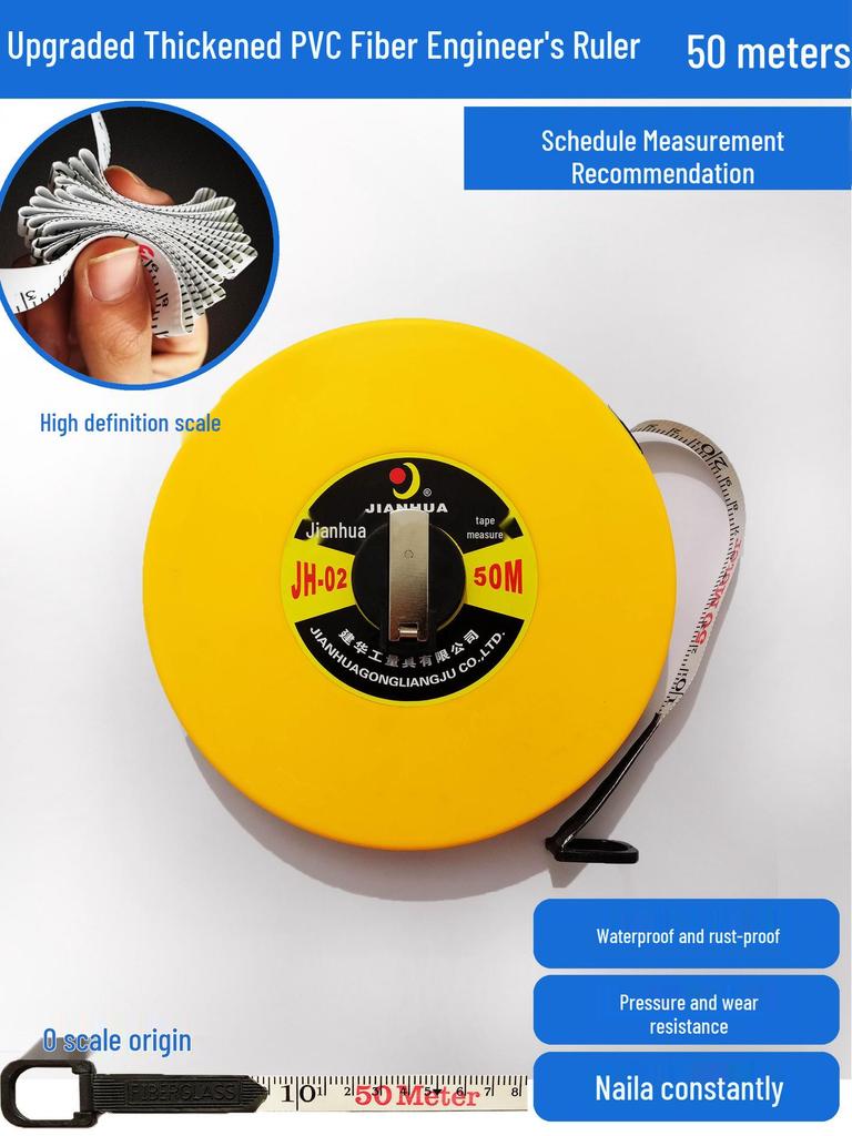 Large Measuring Tape Set: 50m, 30m Steel Tapes and 100m Cloth Tape for Construction, Engineering and Handheld Measurements.