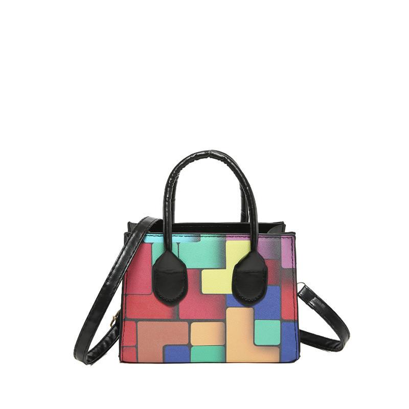 Trendy Street Style Color Block Pu Shoulder Bag Fashionable Spring Handbag