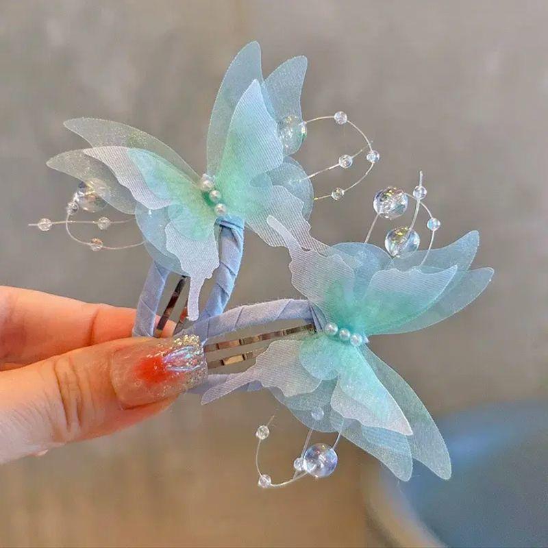 

2 шт./набор Детские красивые градиентные заколки для волос BB в виде бабочек, Крылья бабочки, Аксессуары для волос принцессы, Заколки для девочек, Не повреждающие волосы