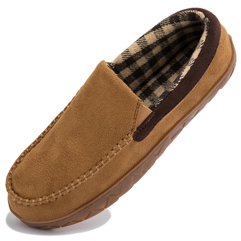 Men Cotton Slippers Microsuede Moccasins Shoes for Men Slip-On Flat Shoes with Memory Foam Sole Indoor Outdoor Casual Loafers