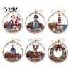 Christmas Wall Hanging Decor Ocean Themed Ornaments, Lighthouse/Wreath/Santa Claus/Xmas Tree/Snowman/Deer Acrylic Ornaments for Living Room