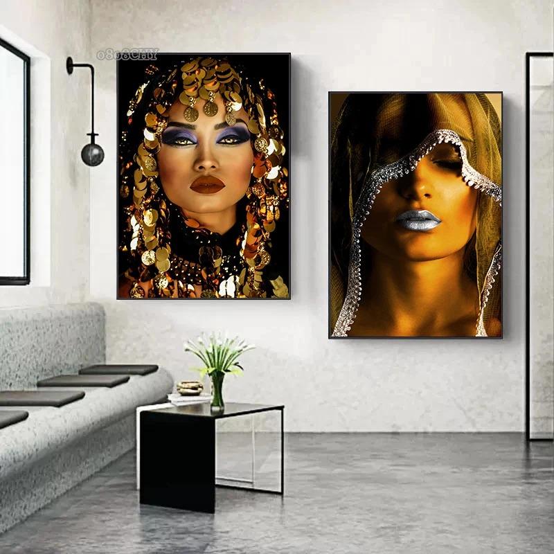 Egzotyczny urok piękna kobieta płótno artystyczne malarstwo moda postać plakaty i druki afrykańska kobieta obrazy na ścianę Home Decor