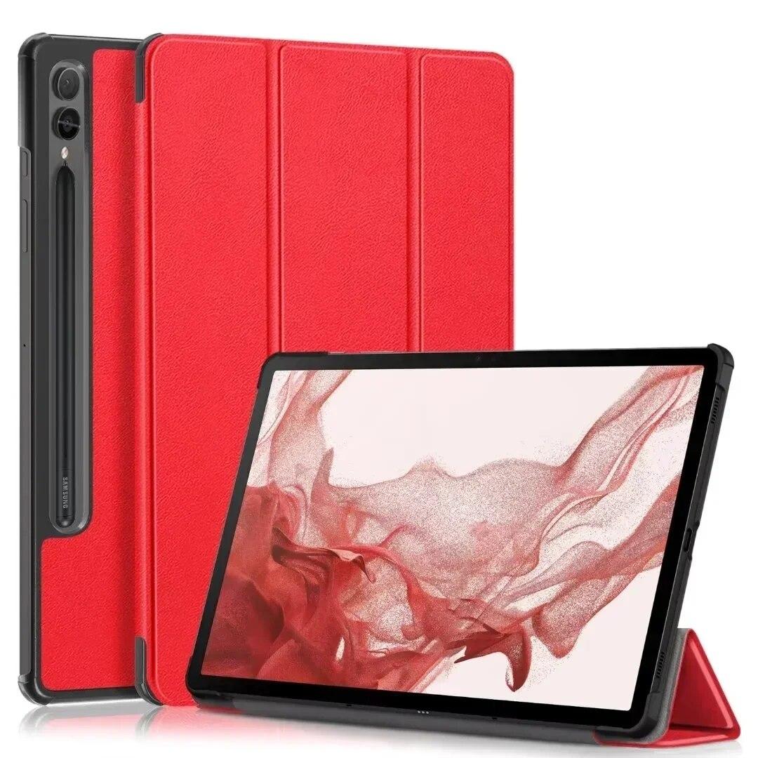 

Для Samsung Galaxy Tab S9 Plus 12,4 дюйма S9 FE Plus 2023 чехол тройной кожаный чехол для планшета для Galaxy Tab S9 2023 чехол 11 дюймов Tab S9 Plus 12.4inch красный