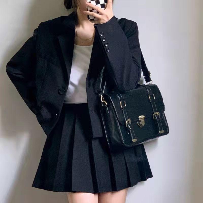 Винтажная черная сумка-мессенджер для женщин — фото 5