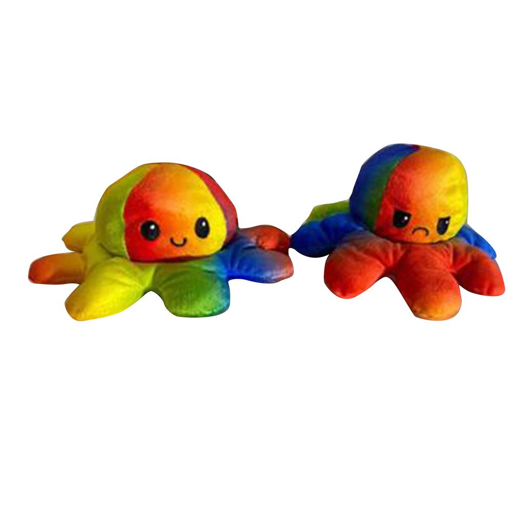 Cute Octopus Plush Toys Double-sided Flip Octopus Soft Reversible Stuffed Mood Octopus Gifts for Kids Family Friends