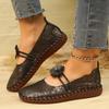 Plus Size Hand-Stitched Soft-Sole Casual Loafers for Women New Cross-Border Graffiti-Print Breathable Slip-On Loafers