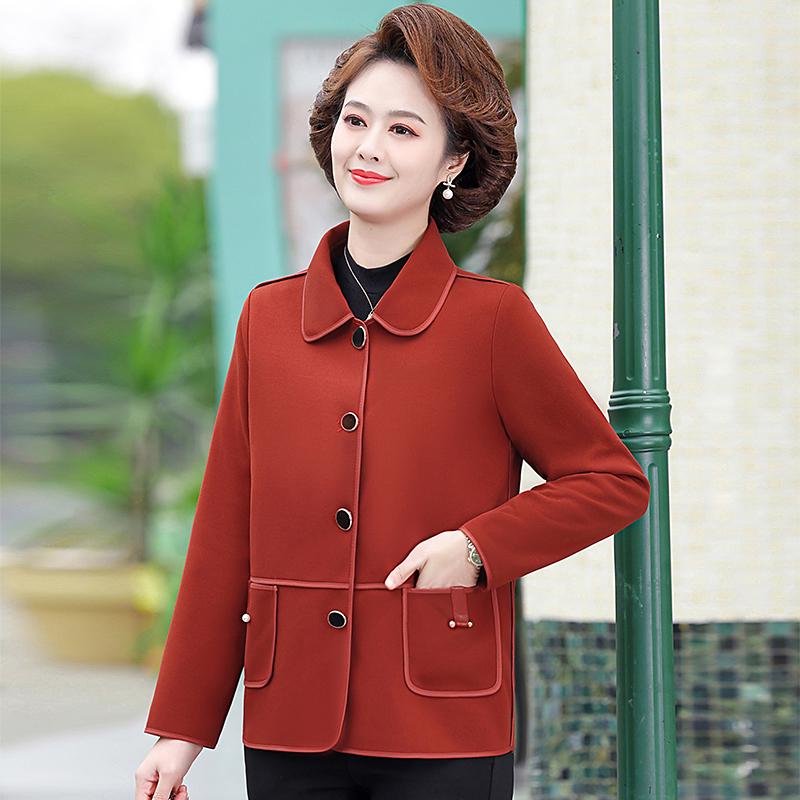 

Женская куртка большого размера Hengyuanxiang на весну/осень для женщин среднего и пожилого возраста – Модная верхняя одежда XXL fits 110—120 jin