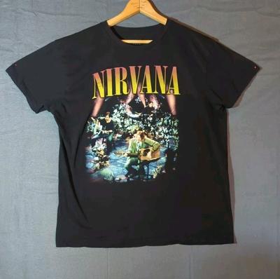 Nirvana T-Shirt Herren XL Schwarz Kurzarm Rundhals Baumwolle Y2K