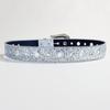 Shimmering Sequined Belt Girl Engraved Buckle Belt 2000s Waistband Punk Waistbelt Bead Trim Belt Aesthetic Waist Accessory