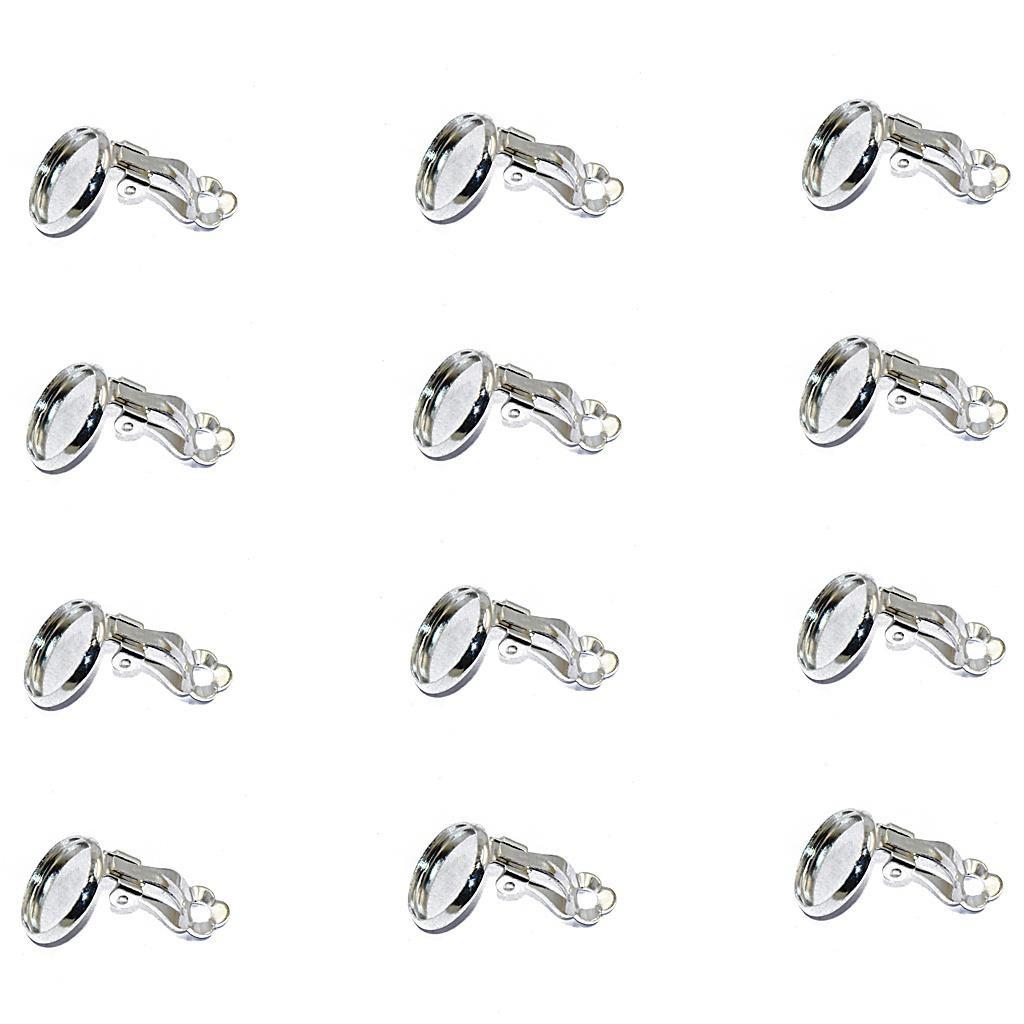 

12 x Клипсы без прокола Безель для кабошона 12 мм Изготовление украшений серебряный