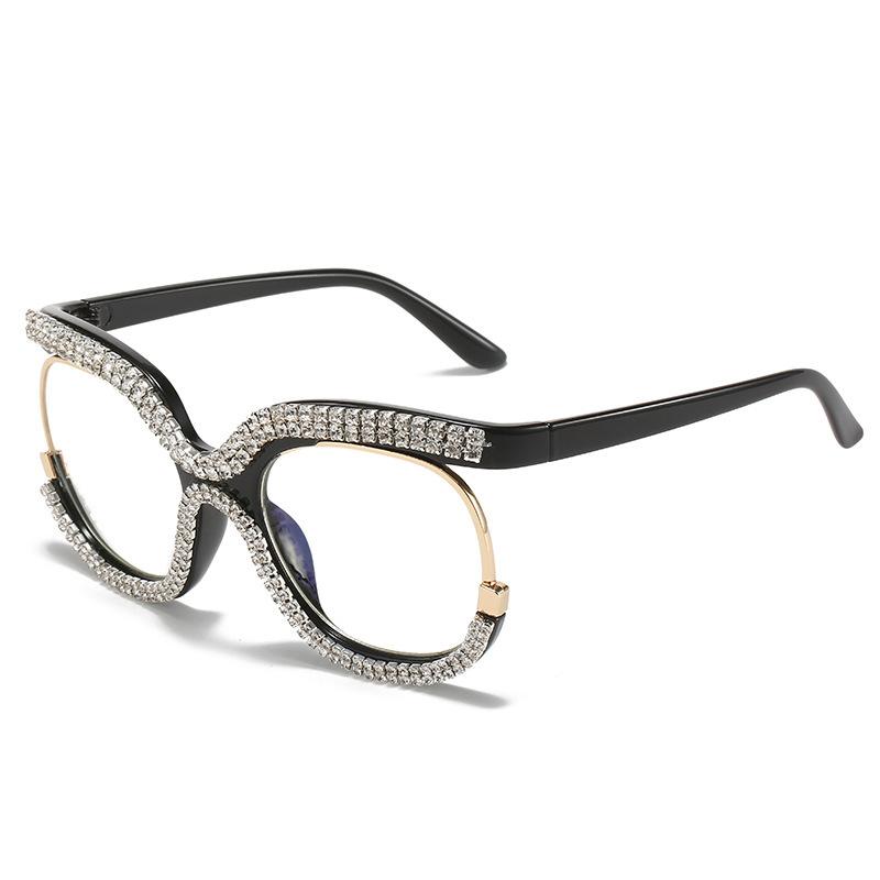 Fashion Cat Eye Glasses with Rhinestones Vintage Trendy Design Oversized Eyeglasses Women for Decoration