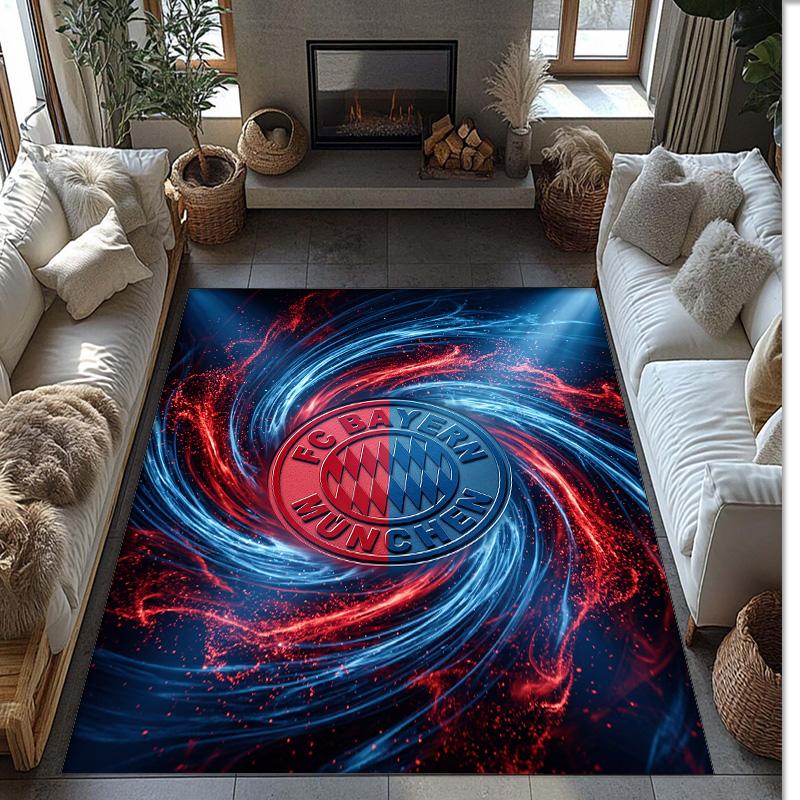 FC Bayern München Fußball Muster Weicher Teppich Rutschfest für Innenbereiche Sport Dekor Matte für Schlafzimmer