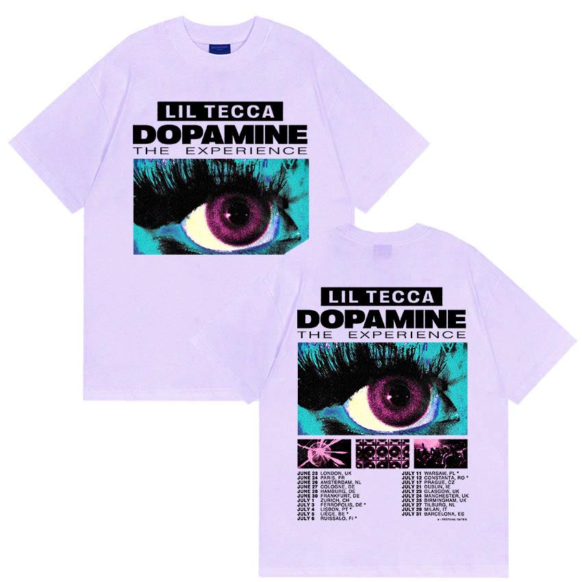 Rapper Lil Tecca Dopamne The Experience Tour 2025 Graphic T Shirts Men's Hip Hop  Fashion Cotton Short Sleeve T-shirt Streetwear