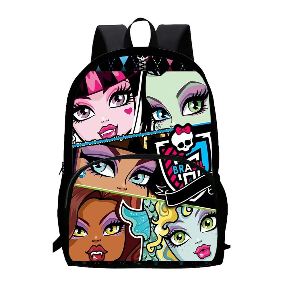 Capacity Children Large Backpack With Monster High Print Design For Daily School
