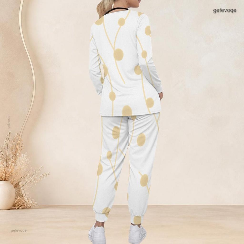 Women Plus Size Printed Nurse Scrub Set V Neck Long Sleeve Top With Pockets Long Pants