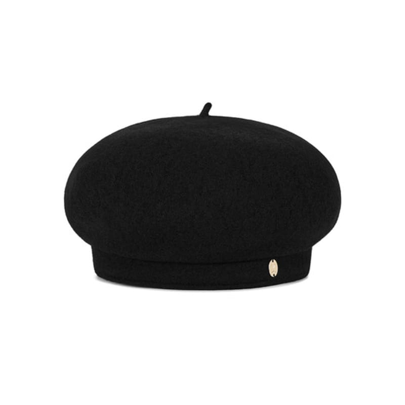VARZAR VA Curved Oval Metal Wool Beret Black