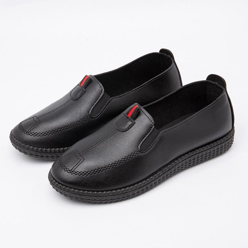 Mom Shoes Soft Sole Soft Surface Small Leather Shoes New Casual One-pedal Flat Shoes Comfortable Middle-aged and Elderly Mother Casual Shoes