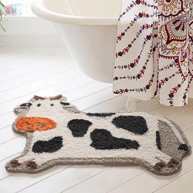 Cow Print Bathroom Mat Plush Soft Bath Mat For Tub Edge Home Decor Rug For Children's Room Home Decoration
