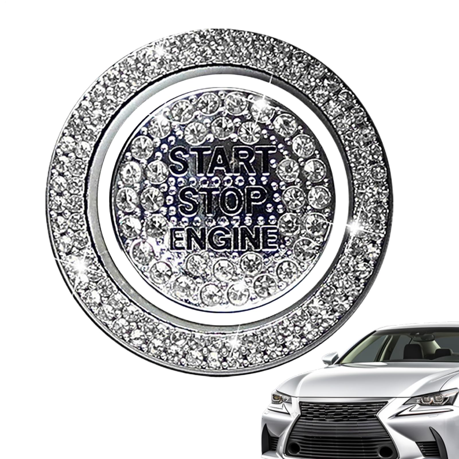 Automotive Start Button Cover - Rhinestone Decorative Ring Decal, Precision See description белый