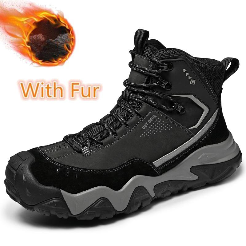 Comfy Leather Men's High Top Shoes Fashion Men Ankle Boots New Design Outdoor Hiking Boots Non-Slip Male Casual Shoes Sneakers