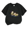Kids Boys Girls 100% Cotton Crew Neck Short Sleeve T-Shirt, Cute Cartoon Three Funny Yellow Characters Print Casual Soft Tee Tops for Children Daily W