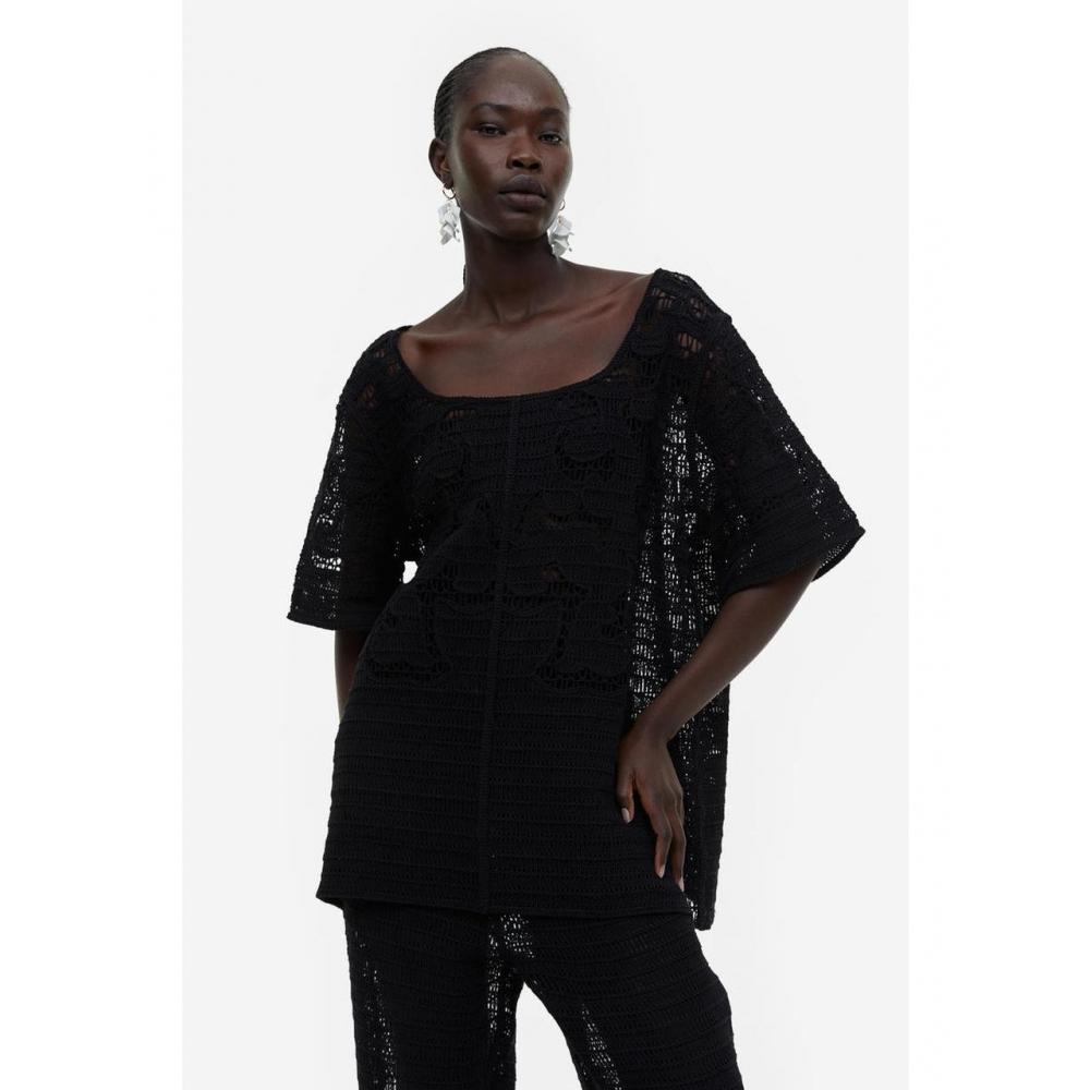 

Черный топ H&M Crochet Look 1163851001