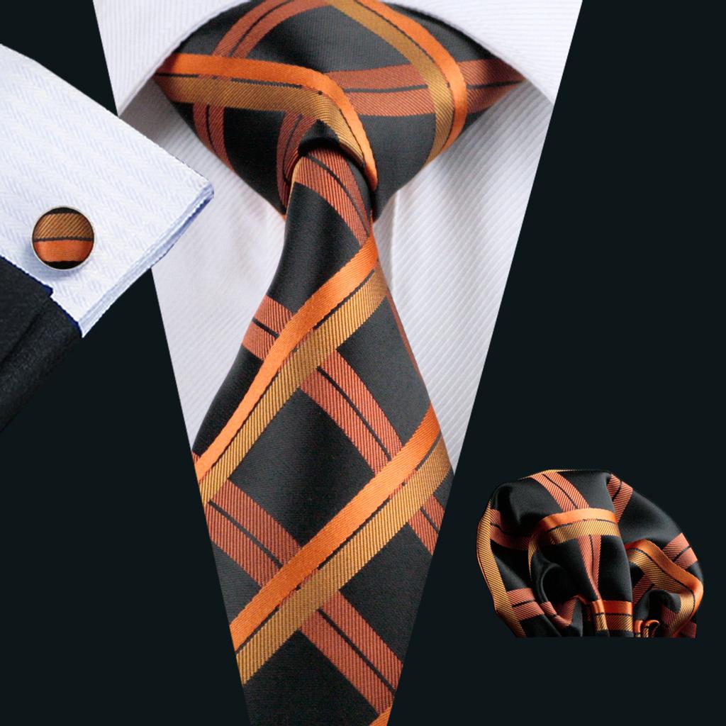 New Fashion Mens Accessory Silk Tie Set Necktie Pocket Square Cufflinks Set