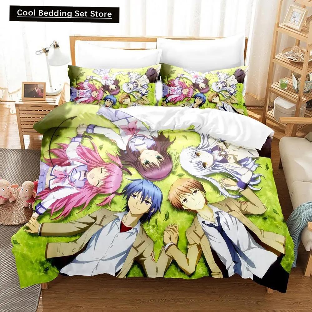 3D-Druck Anime Angel Beats Bettwäsche-Set Bettbezug Bettset Bettbezug Kissenbezug Bettdecke King Queen Size Jungen Erwachsene Bettwäsche