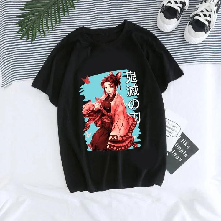 Tanjirou Kamado Kaus Wanita Kimetsu Kaus Wanito Printed Harajuku T-shirt Women's T-Shirt Kaus Grafis Anime Demon Slayer Uniseks